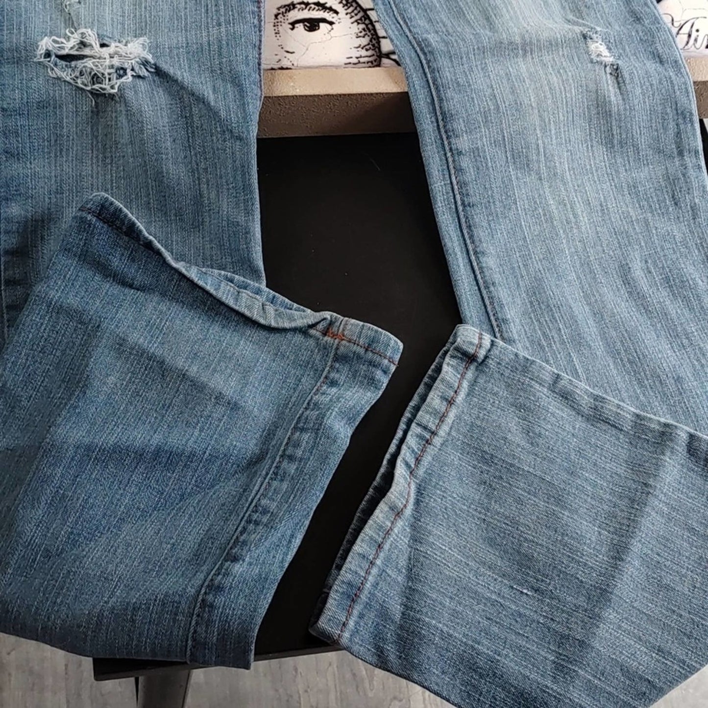 Vintage Long Distressed High-Rise Jeans