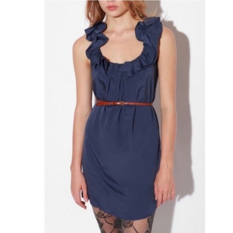 Beautiful Blue Urban Outfitters Ruffle Neck Dress