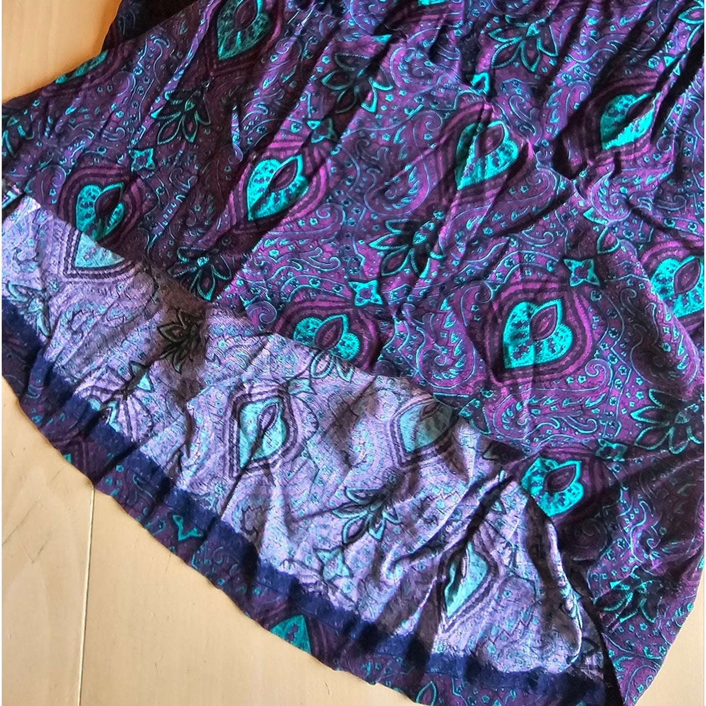 Purple and Teal Women's Jones New York Vintage Midi Skirt