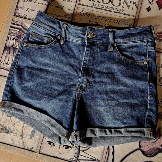 Love Wish Dark Wash Folded Stretchy Jean Shorts