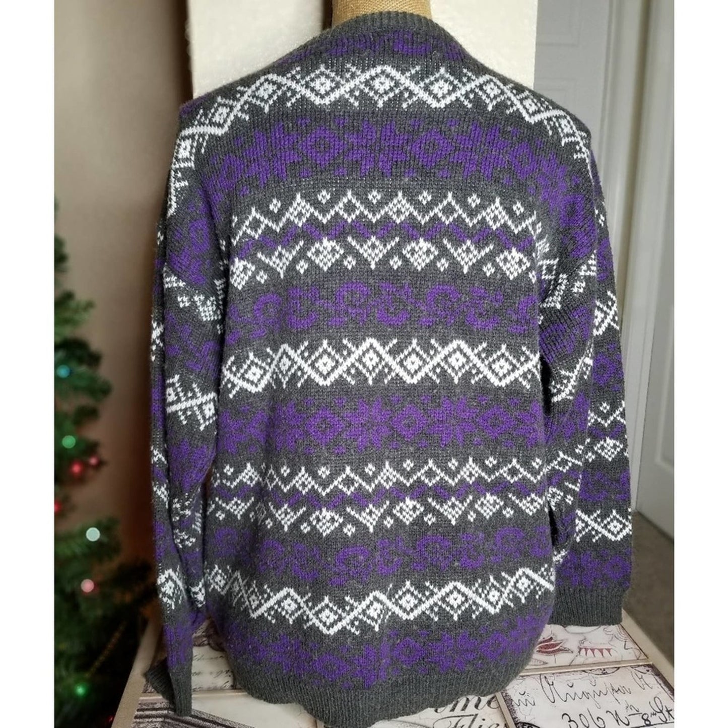 Vintage Just Sasha Purple & Gray Sweater