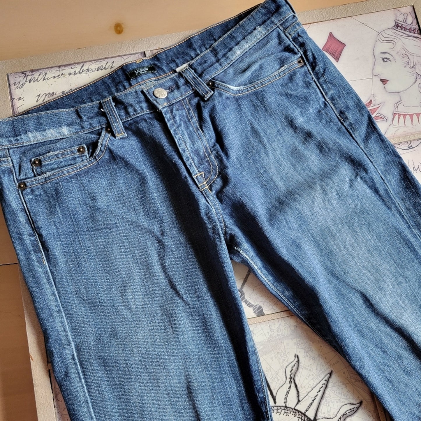 J. Crew Mid Rise Vintage Stretchy Straight Jeans