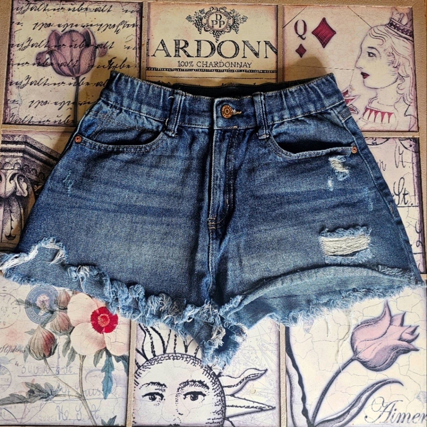 Sincerely Jules Elastic Waist Cut Off Jean Shorts