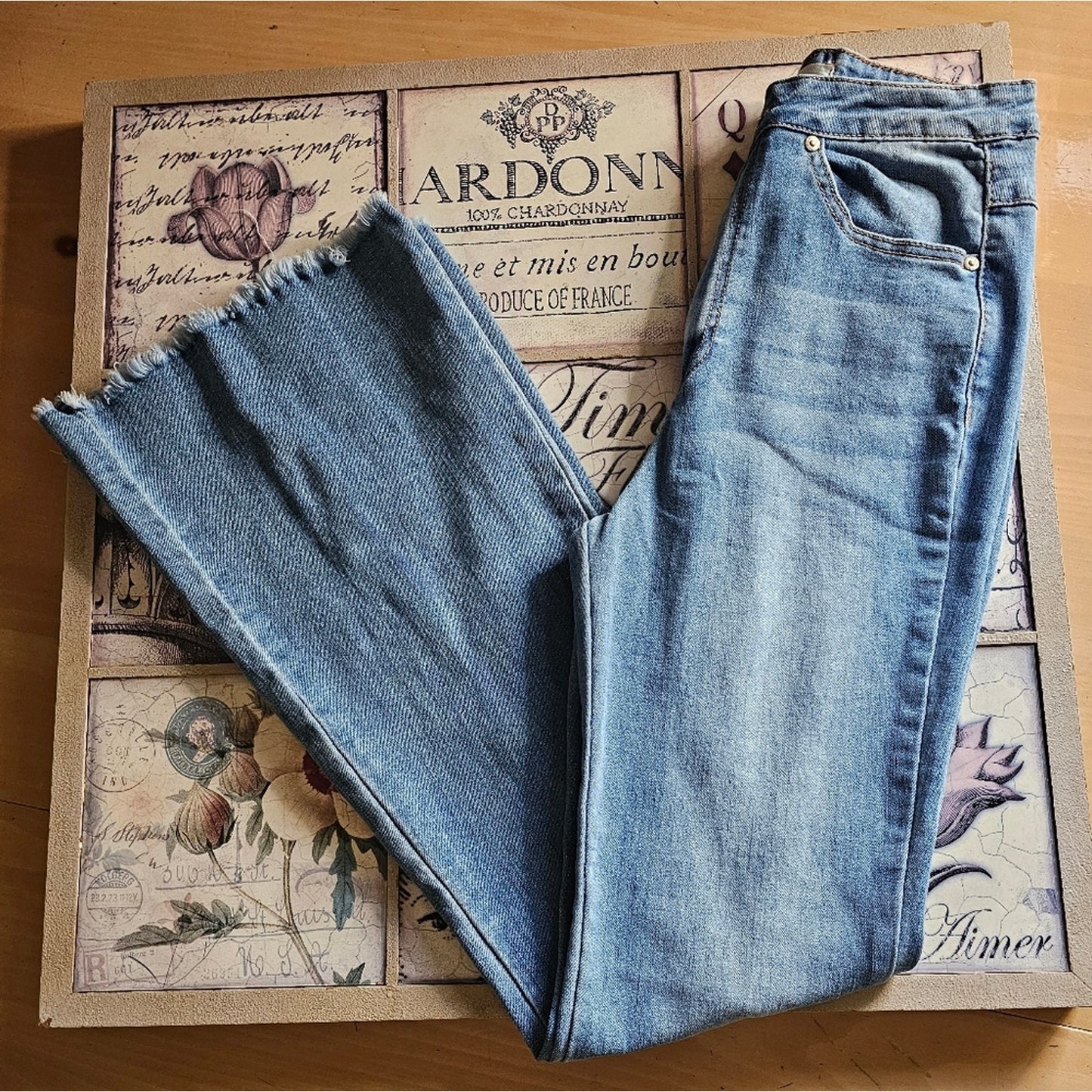 Almost Famous Stretchy Bell Bottom Tie Back Jeans 70s Style