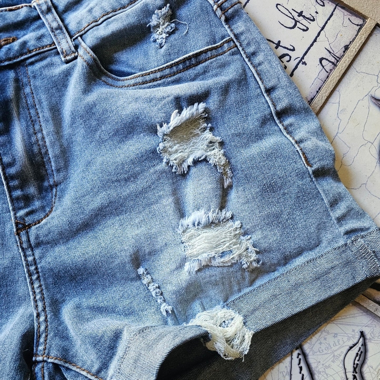 Stretchy Distressed Cute Jean Shorts