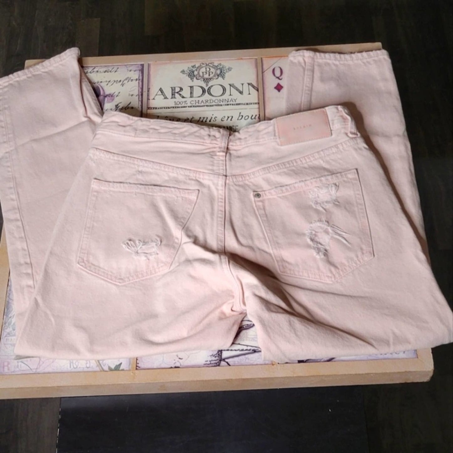 H&M Vintage Light Pink Distressed Boyfriend Jeans