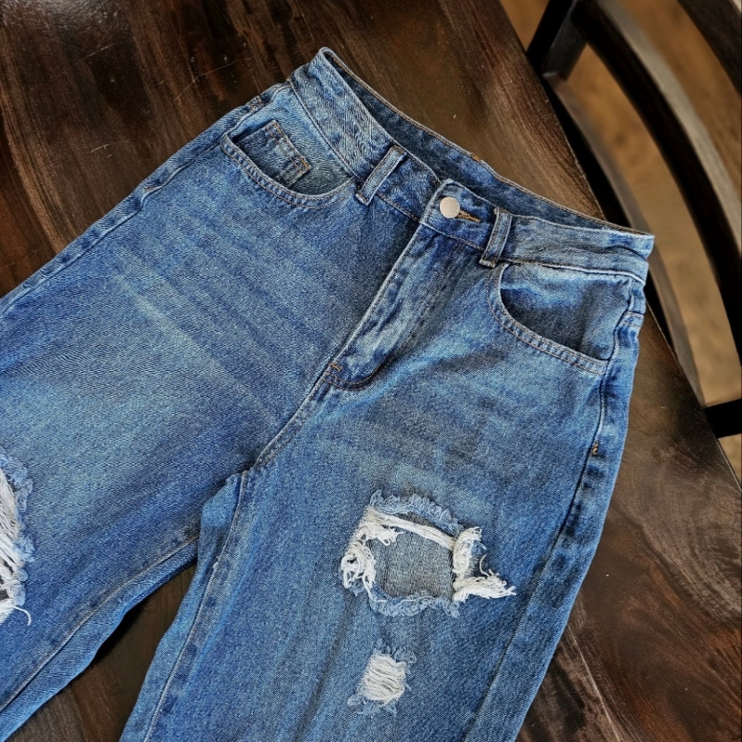 SHEIN Baggy Distressed High-Rise Jean's