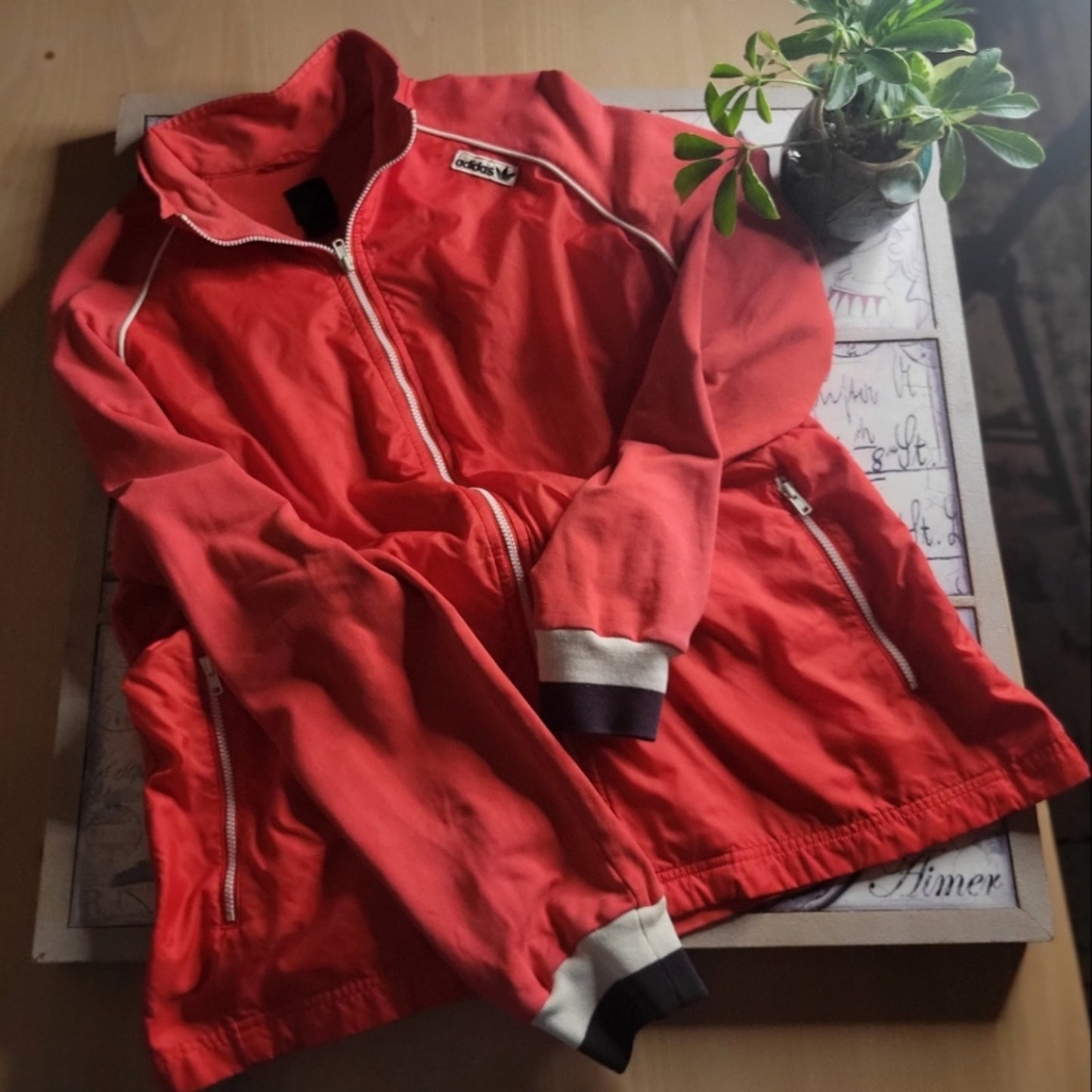 Adidas Red Vintage Long Sleeve Zip-Up Jacket