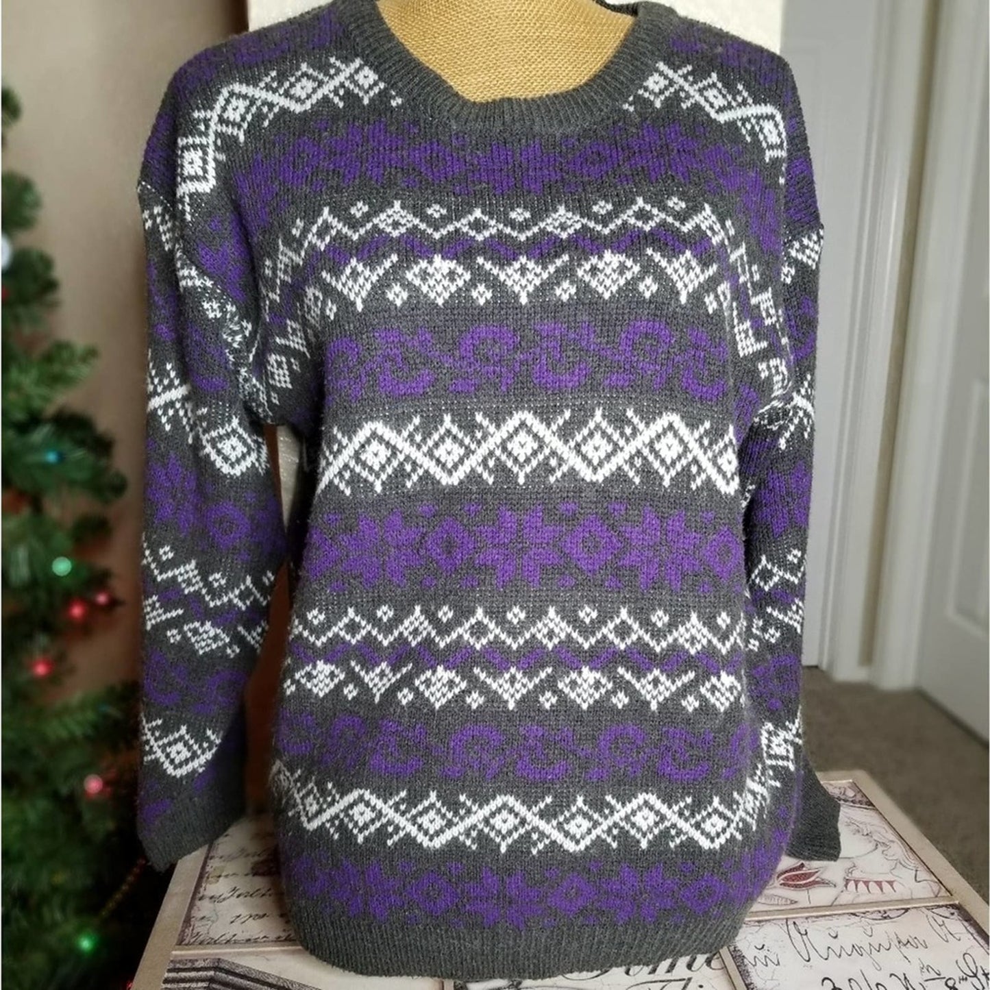 Vintage Just Sasha Purple & Gray Sweater