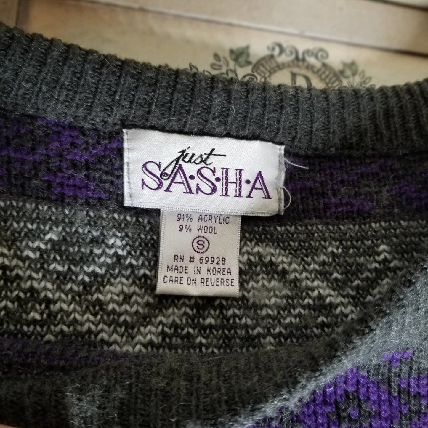 Vintage Just Sasha Purple & Gray Sweater