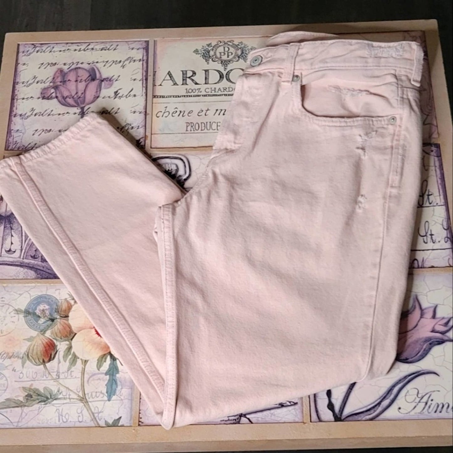 H&M Vintage Light Pink Distressed Boyfriend Jeans