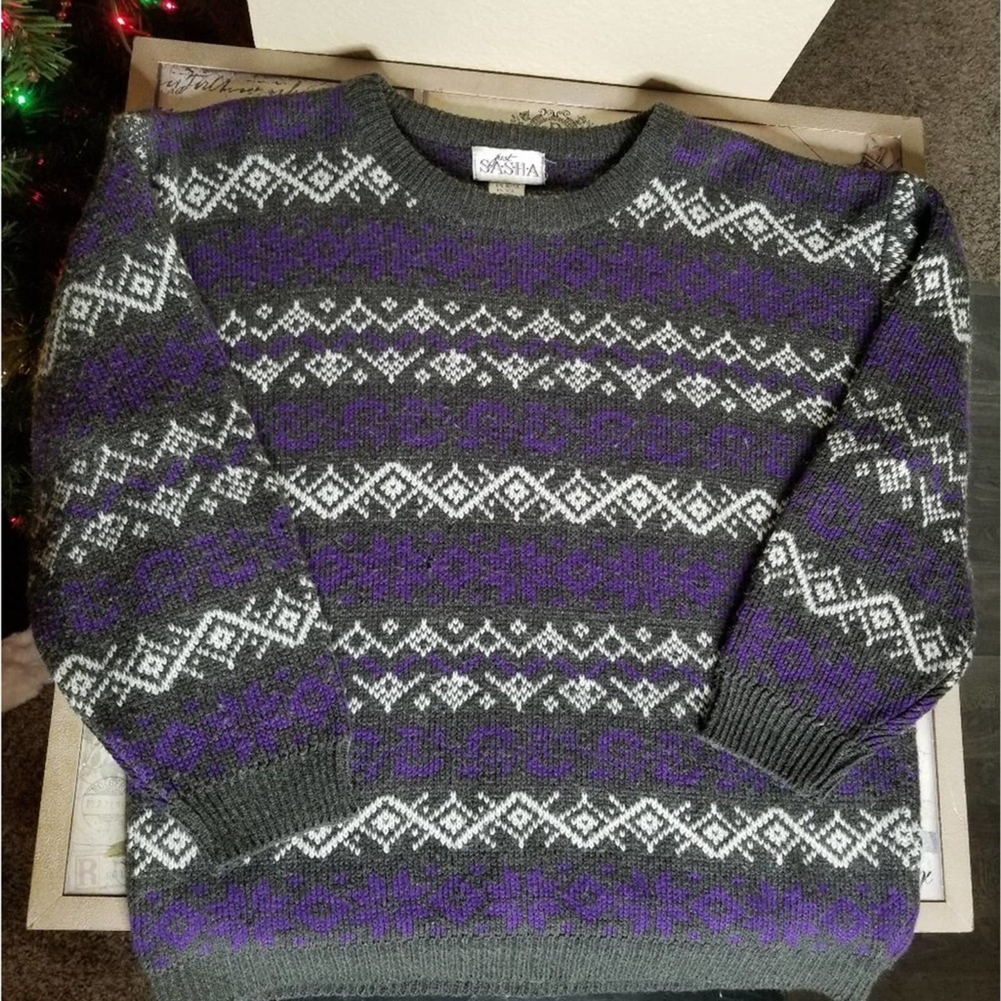 Vintage Just Sasha Purple & Gray Sweater