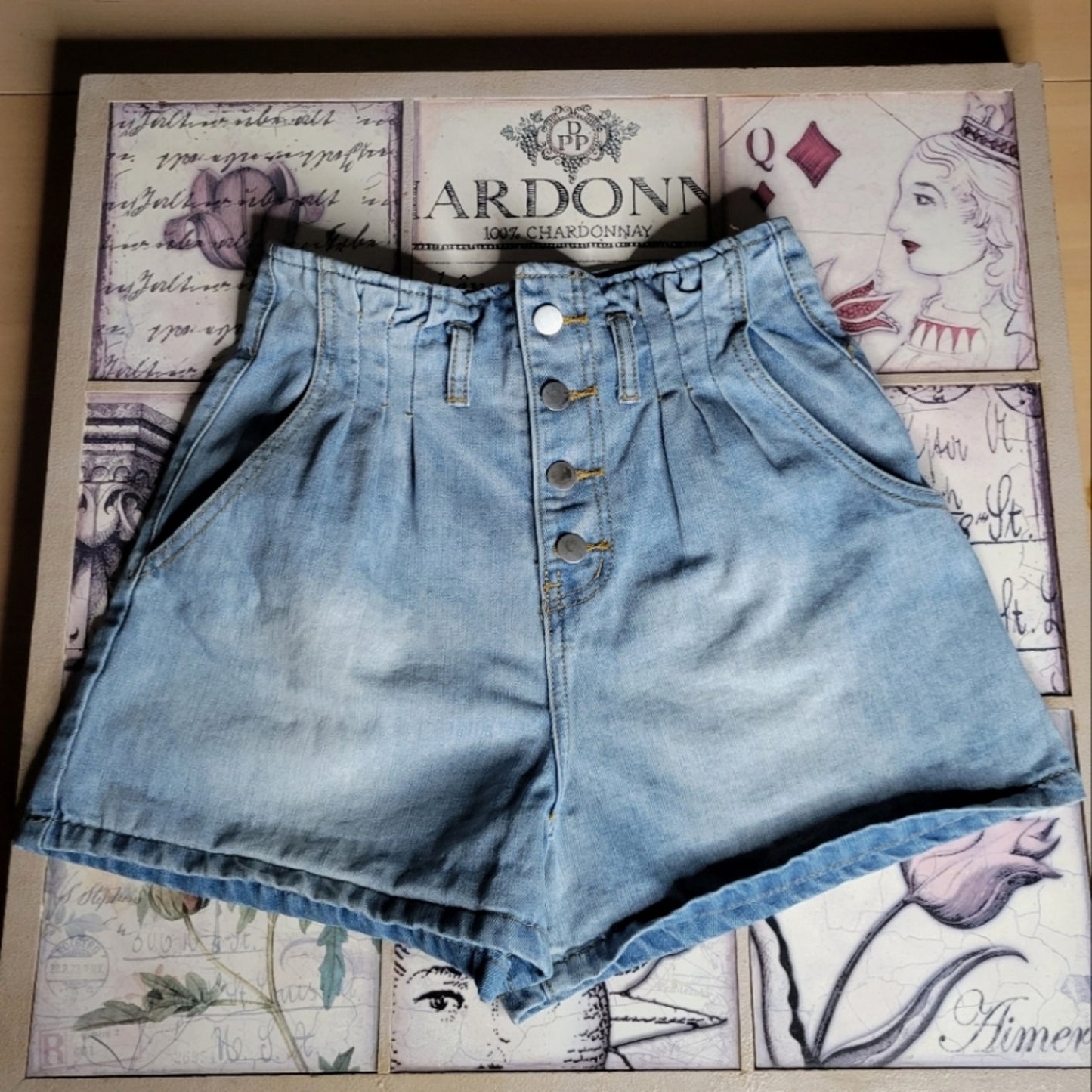 High Rise Vintage Bohme Scrunch Waist Jean Shorts