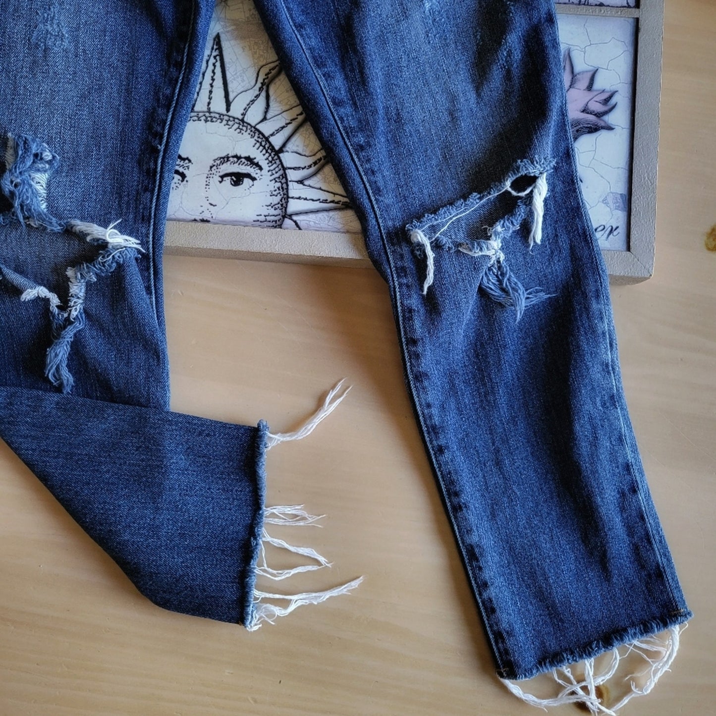 BDG Distressed Dark Wash Cropped Jeans