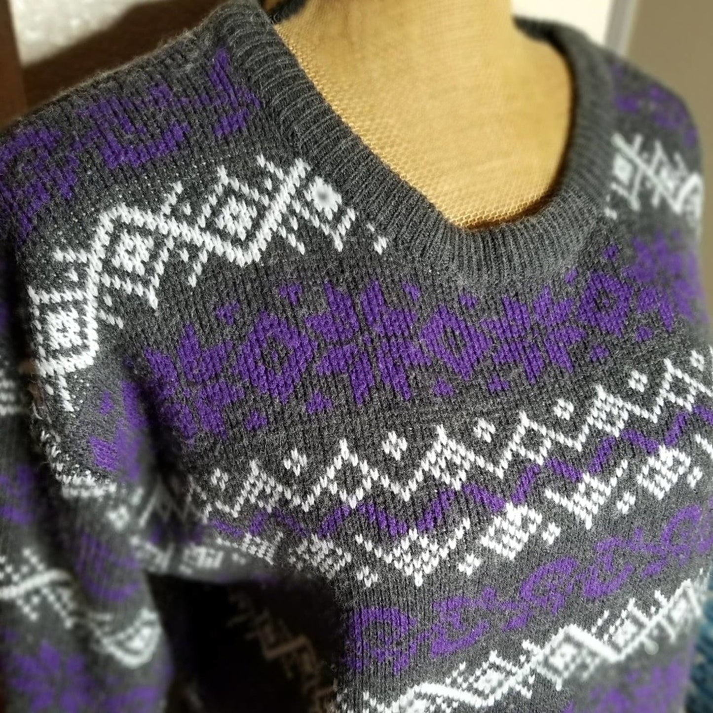 Vintage Just Sasha Purple & Gray Sweater