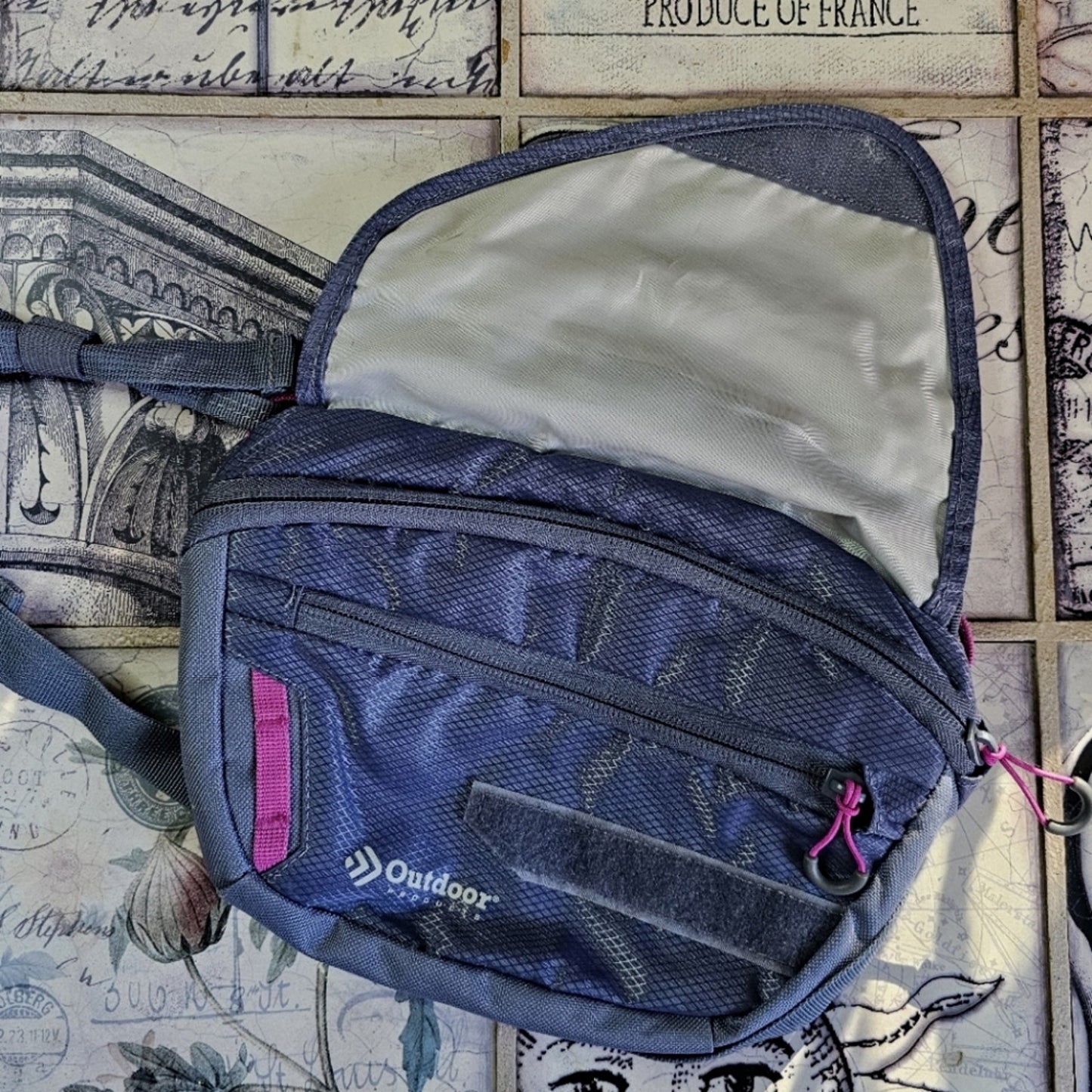 Outdoor Crossbody Bag in Blue & Pink