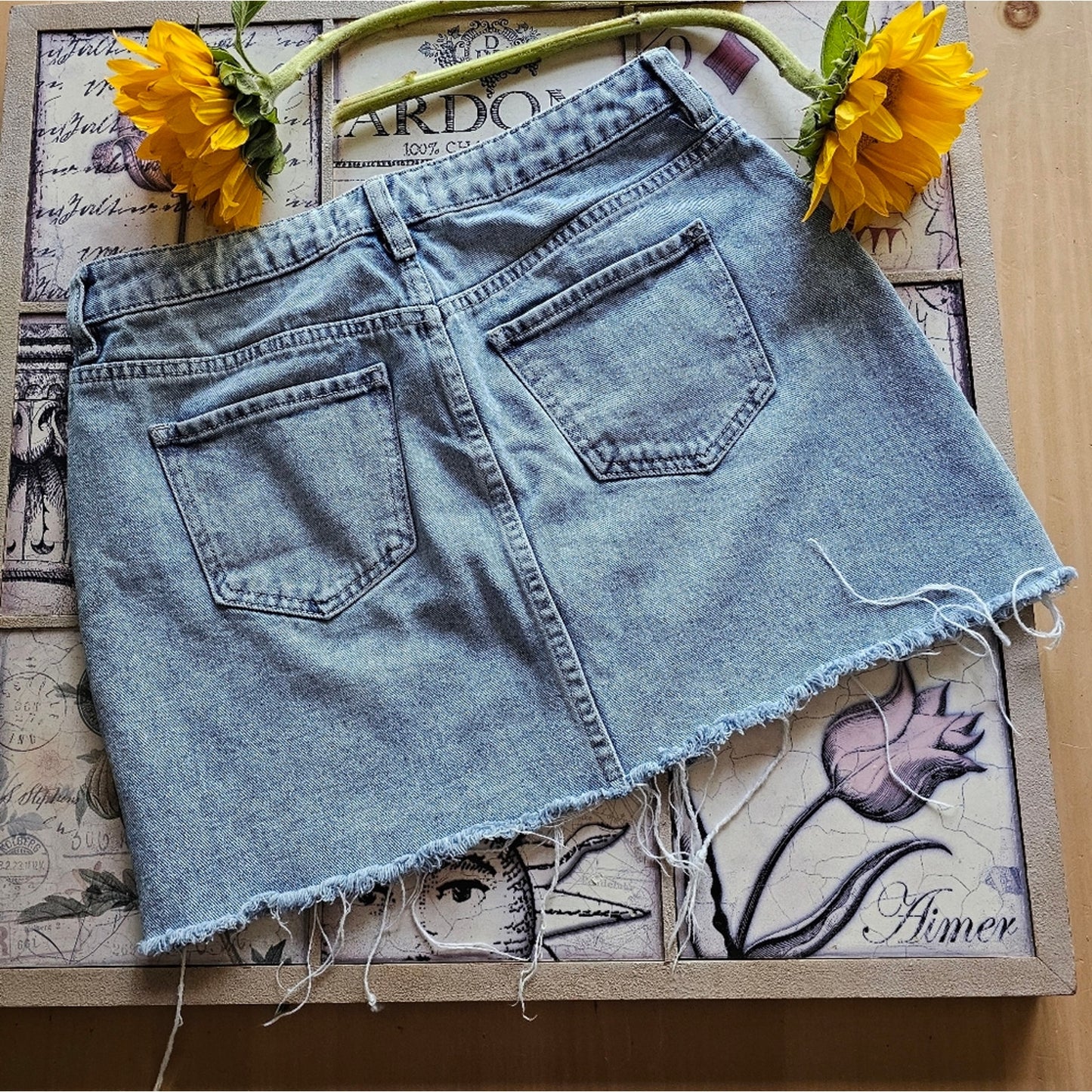 PacSun Vintage look Frayed Jean Skirt