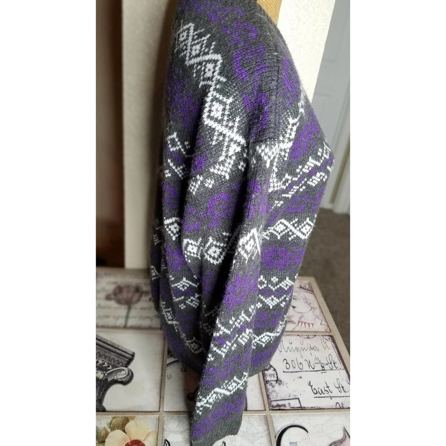 Vintage Just Sasha Purple & Gray Sweater